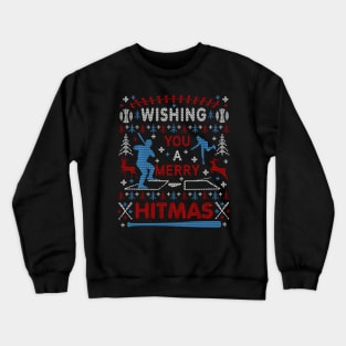 Baseball Ugly Christmas Sweater Party Merry Hitmas Crewneck Sweatshirt